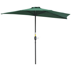 Chapéu de sol semicircular 269x138x236cm chapéu de sol à manivela para jardim terraço pátio piscina verde