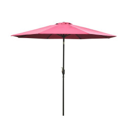 Chapéu de sol de jardim ø295x250cm com manivela chapéu de sol exterior com mecanismo de inclinação e mastro desmontável de metal para terraço piscina pátio vinho