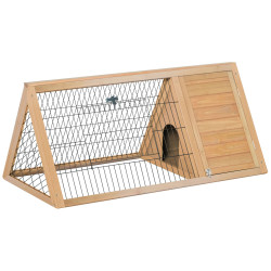 Coelheira de madeira 116x62,2x52,5 cm gaiola para coelhos em forma triangular com portas e grade metálica madeira