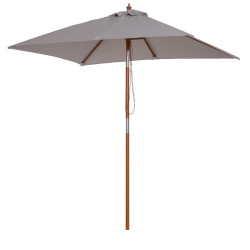 Chapéu de sol de jardim 200x150x230cm chapéu de sol retangular inclinável com polia duplo teto e mastro desmontável de madeira para terraço pátio cinza