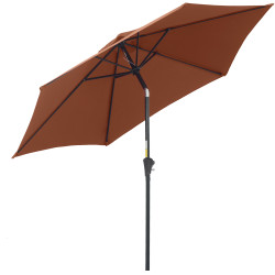 Chapéu de sol de jardim ø260x235cm de alumínio reclinável com manivela e 6 hastes para terraço exterior varanda café