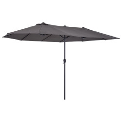 Chapéu de sol duplo para jardim 4,6x2,7x2,4m chapéu de sol anti UV com manivela para exterior cinza