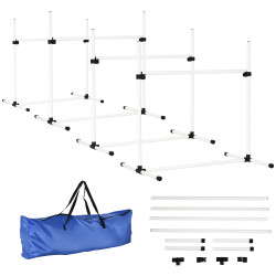 Conjunto de Treinamento de Agilidade para Cães 4 Peças Obstáculos de Salto com Altura Ajustável 99x65x94 cm Azul