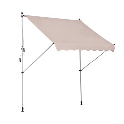 Toldo Manual Retrátil 200x150 cm com Manivela de Alumínio Ângulo Ajustável Proteção Solar para Varanda Jardim Pátio Branco