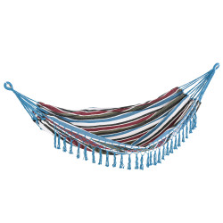 Cama de Rede Dupla Portátil de Algodão 285x150cm com Bolsa de Transporte para Exterior Pátio Jardim Praia Campismo Carga Máxima