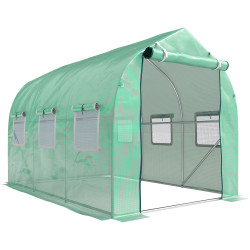Estufa tipo Túnel 3x2x2 m Estufa de Exterior com 6 Janelas de Malha e Porta Estufa de Cultivos para Pátio Jardim Verde