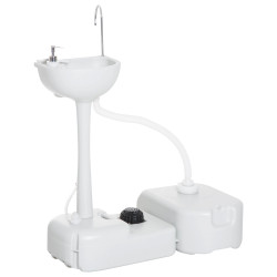 Lavatório Portátil para Campismo com Depósito de Recuperação de Água e Dispensador de Sabão 83x50x103 cm Cinza Claro