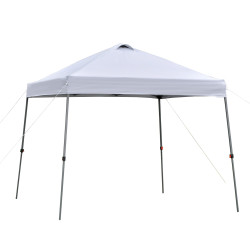 Tenda Dobrável 3x3 Portátil de Jardim com Bolsa de Transporte com Rodas Aço para Exterior Festas Campismo Branco