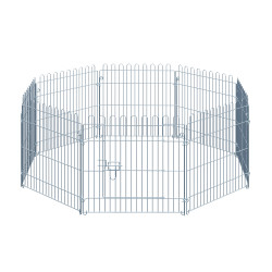 Parque para Animais de Estimação com 8 Paineis 63x60cm Cerca para Animais de Estimação com Porta com Trava para Jardim Pátio Ext