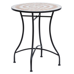 Mesa de jardim mesa mosaico cerâmica e redonda mesita de café para varanda terraço φ60x71cm