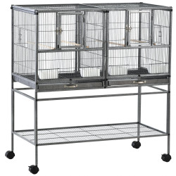 Gaiola de pássaro pequeno com 2 bandejas 4 alimentadores 4 poleiros 95x45,5x102 cm