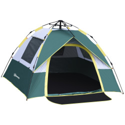 Tenda de Campismo para 2-3 Pessoas Dobrável com 3 Janelas Bolsa de Transporte e Abertura Automática 205x195x135 cm Verde
