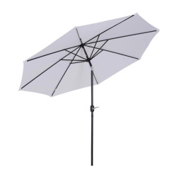Chapéu de Sol de Jardim Ø295x250cm com Manivela Chapéu de Sol Exterior com Mecanismo de Inclinação e Mastro Desmontável de Metal