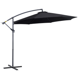 Chapéu de Sol de Jardim Ø300x260cm Chapéu de Sol Excêntrico Inclinável com Manivela Base Cruzada e Suporte de Metal 8 Hastes par