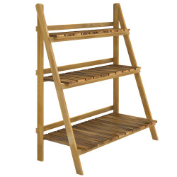 Suporte para Plantas de Madeira com 3 Níveis Dobrável Suporte para Vasos de Plantas para Interior e Exterior 80x37x93 cm Madeira