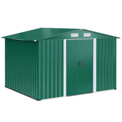 Abrigo de Jardim 258x206x178cm 5,3m² Abrigo de Aço Galvanizado com Portas de Correr e Ventilações para Armazenamento de Ferramen
