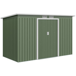 Abrigo de Jardim 280x130x172cm Abrigo de Exterior de Aço Galvanizado com Porta Corredeira e Ventilações Verde Claro