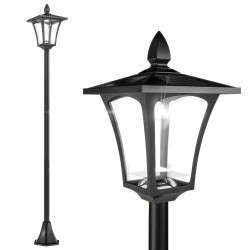 Candeeiro Solar para Jardim com Painel Solar Acendimento Automático e Estrutura de Aço Inoxidável 18x18x160 cm Preto