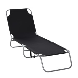 Espreguiçadeira de Jardim Exterior Dobrável com Encosto Ajustável em 5 Posições Suporta Até 120 kg para Terraço 187x55x24 cm Pre