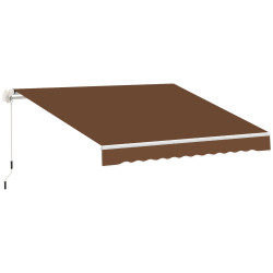 Toldo Manual Retrátil com Manivela 295x245cm Toldo Enrolável para Janela Portas Balcão Terraço Exterior Café