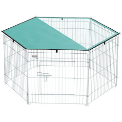 Parque para Animais de Estimação com 6 Painéis 59x60cm Dobrável Cerca para Animais de Estimação com Porta com Trava e Toldo Supe