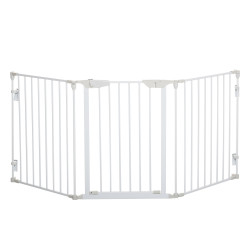Barreira de Segurança para Animais de Estimação Barreira Dobrável de 3 Painéis 180x74,5 cm Branco
