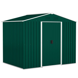 Abrigo de Jardim de 3,6 m² 236x174x190 cm para Armazenamento de Ferramentas com Portas de Correr e 4 Janelas de Ventilação Verde