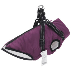 Casaco para cães com arnês impermeável reflexivo roxo l24
