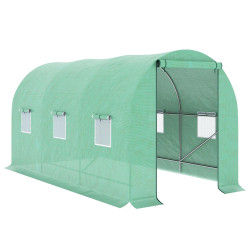 Estufa Tipo Túnel 400x200x200cm Estufa de Túnel com Portas Enroláveis e 6 Janelas Cobertura de PE 140 g/m² Estrutura de Metal pa
