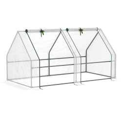 Estufa de Jardim 180x90x90 cm Tipo Casa Tubo de Aço com 2 Acessos Estufa Pequena para Cultivo de Plantas Branco