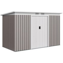 Abrigo de Jardim 280x130x172 cm Abrigo de Exterior de Aço Galvanizado com Porta Corredeira e Ventilações Cinza