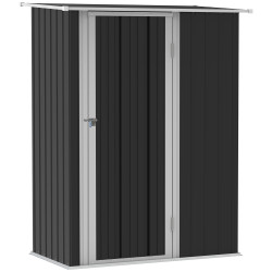 Abrigo de Jardim 1,07m² 142x84x189cm Abrigo de Jardim de Aço Galvanizado com Porta Fechadura e Orifícios de Drenagem para Armaze