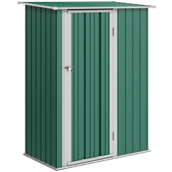 Abrigo de Jardim 142x84x189cm Abrigo de Jardim de Aço Galvanizado com Porta Fechadura e Orifícios de Drenagem para Armazenamento