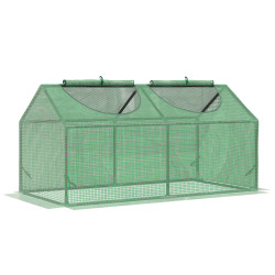 Estufa 119x60x60cm Estufa de Jardim com 2 Janelas Enroláveis para Cultivo de Plantas Verduras Flores Verde Translúcido