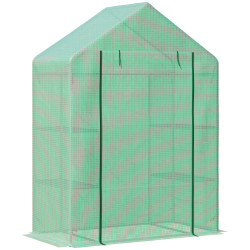 Estufa de Jardim 140x70x190cm Estufa com 4 Prateleiras Porta Enrolável Cobertura de PE 140g/m² e Estrutura de Aço para Cultivos