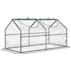 Estufa 119x60x60cm Estufa de Jardim com 2 Janelas Enroláveis para Cultivo de Plantas Verduras Flores Transparente