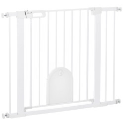 Barreira de Segurança de Cães Animais de Estimação para Escadas e Portas 75-103cm com 2 Extensões Fechamento Automático e Sistem