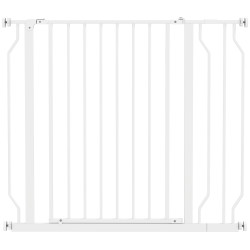 Barreira de Segurança para Cães Extensível para Escadas e Portas 75-95cm com Extensão de 10 cm Altura 76 cm Branco