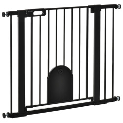 Barreira de Segurança de Cães Animais de Estimação para Escadas e Portas 75-103cm com 2 Extensões Fechamento Automático e Sistem