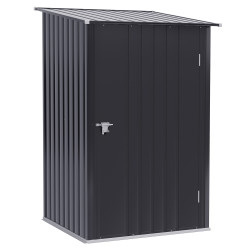 Abrigo de Jardim 0,92 m² 100x103x160cm de Aço Galvanizado com Porta Fechadura e Teto Inclinado para Armazenamento de Ferramentas