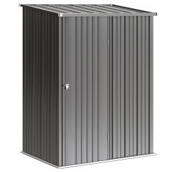 Abrigo de Jardim 1,34m² 161,5x94,5x196 cm Abrigo de Exterior de Aço Galvanizado com Porta e Fechadura Preto