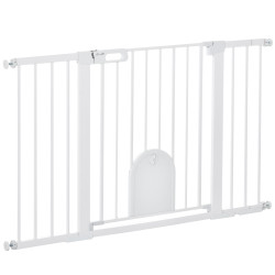Barreira de Segurança de Animais de Estimação para Escadas e Portas com Aberturas de 75-131 cm com 3 Extensões Branco