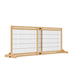 Barreira de Segurança para Cães de Madeira Extensível com Pés de Suporte Barreira de Proteção para Animais de Estimação para Por