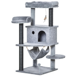 Árvore Arranhadora para Gatos 48x48x107cm com Caverna de Feltro Desmontável Rede Camas de Felpa Múltiplas Plataformas Poste Arra