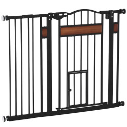 Barreira de Segurança para Cães Extensível para Portas Escadas 74-105cm com 2 Extensões de 10 e 15cm com 2 Portas e Fechadura Au