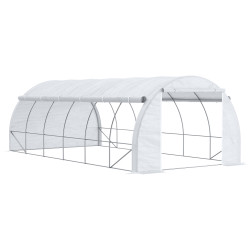 Estufa Tipo Túnel de Jardim 6x3x2m com Porta Enrolável 12 Janelas Cobertura de PE 140g/m² e Metal Galvanizado para Cultivos de P