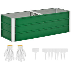 Caixa de Plantio de Aço com Luvas Caixa de Plantio Retangular para Cultivos de Plantas Flores para Terraço Jardim Exterior 125x4