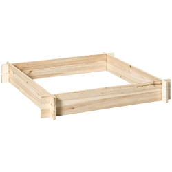 Caixa de Plantio de Madeira Quadrada de Chão Horta Vertical para Cultivos de Plantas Flores Ervas Terraço 100x100x16cm Madeira N