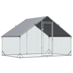 Galinheiro de Exterior Grande Área Aberta de 6 ㎡ para 4-6 Galinhas Galinheiro de Aço Galvanizado 3x2x2m