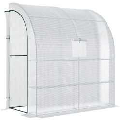 Estufa Pequena Estufa de Exterior com Janelas Prateleiras de 3 Níveis Estufa para Cultivo de Plantas Flores 200x100x215 cm Branc
